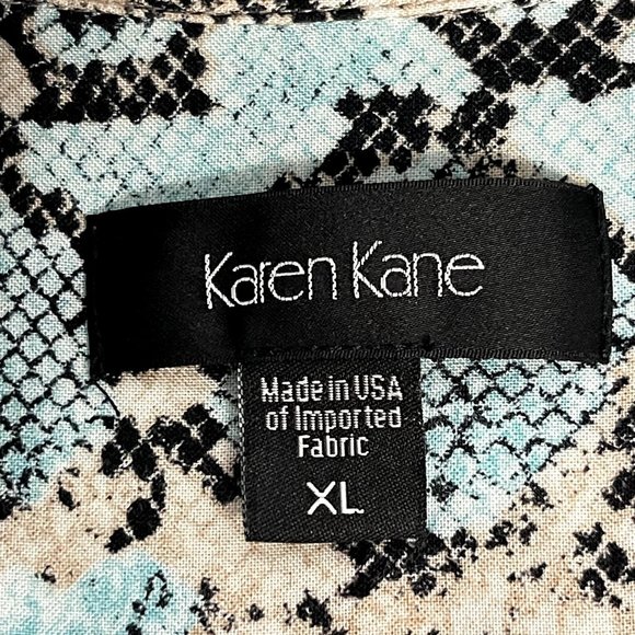 Karen Kane Womens Snakeskin Blouse Tie Front Long Sleeve Size XL - Picture 8 of 15